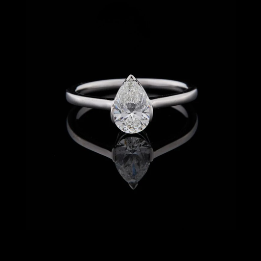 1.50 TCW Luxury Teardrop Lab Grown Diamond Solitaire Ring Featuring a Brilliant Pear Cut Center Stone