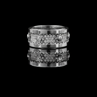 2.00 TCW Luxury Wide White Gold Lab Diamond Band Featuring Industrial Inspired Gear Detailing