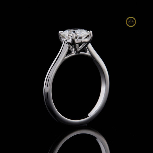 Round Cut Lab Diamond Solitaire Engagement Ring With Cathedral - view 2