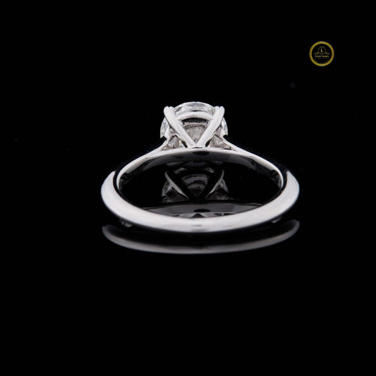 Round Cut Lab Diamond Solitaire Engagement Ring With Cathedral - view 4
