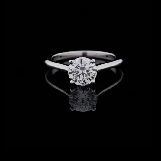 1.00 TCW Modern Minimalist White Gold Engagement Solitaire Moissanite Diamond Ring for Her