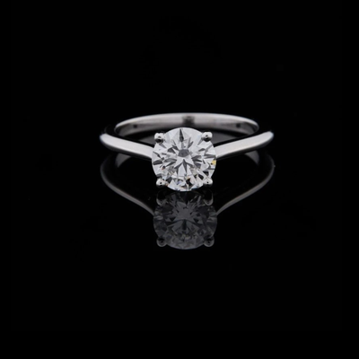 Round Cut Lab Diamond Solitaire Engagement Ring With Cathedral