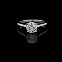 1.00 TCW Modern Minimalist White Gold Engagement Solitaire Moissanite Diamond Ring for Her