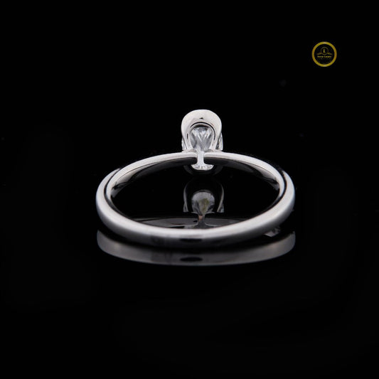 Elongated Oval Lab Diamond Solitaire Ring with Slim Band - view 4