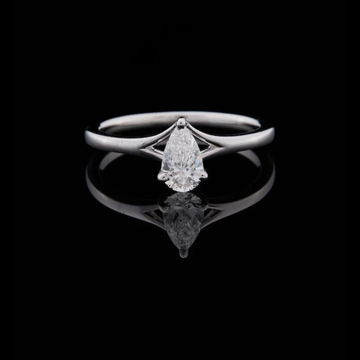 1.00 TCW Premium Sleek Pear Shaped Moissanite Diamond Engagement Ring with Artistic Setting