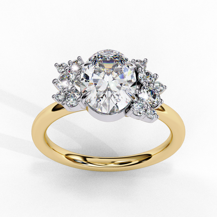 Flower Clusters Oval Cut Moissanite Wedding Ring For Women - view 2