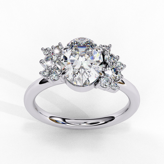 Flower Clusters Oval Cut Moissanite Wedding Ring For Women - view 4
