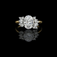Oval Cut Lab Diamond Flower Clusters Ring