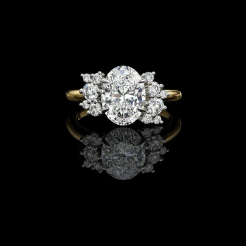 Oval Cut Lab Diamond Flower Clusters Ring