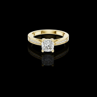 2.00 CT Dazzling Cushion Cut Lab Grown Diamond Ring in Gold with Pave Set Side Stones