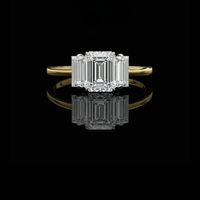 3.00 CT Elegance Emerald Cut Lab Grown Diamond Ring Three Stone Fine Jewelry for Anniversary Gift