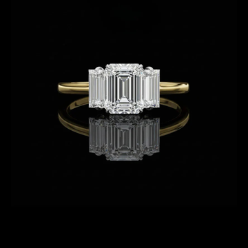 3.00 CT Elegance Emerald Cut Lab Grown Diamond Ring Three Stone Fine Jewelry for Anniversary Gift