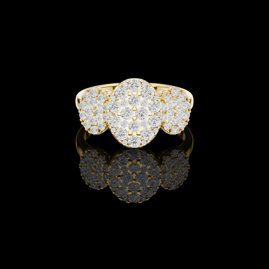 2.00 TCW Exquisite Ring Featuring Three Radiant Oval Shape With Round Cut Moissanite diamond