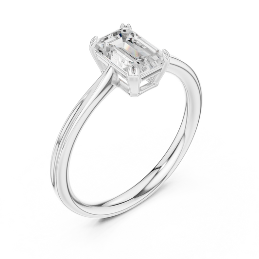 Emerald Cut Moissanite Solitaire Engagement Ring - view 4