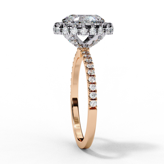 Solitaire Halo Oval Cut Moissanite Pave Setting Ring - view 4