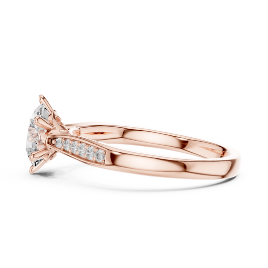 Round Cut Lab Diamond Wedding Ring With Pave Band - view 4
