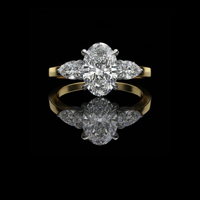 2.50 CT Three Stone Oval Cut Moissanite Diamond Ring with Side Pear Cut Elegance For Still Love