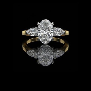 2.50 CT Three Stone Oval Cut Moissanite Diamond Ring with Side Pear Cut Elegance For Still Love