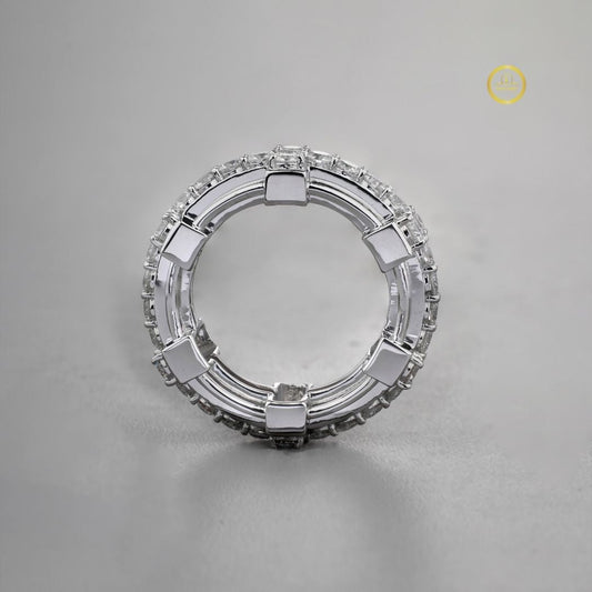 Round Cut Moissanite Pave Wedding Band - view 3
