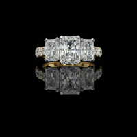 Radiant Lab Diamond Pave Band Ring For Her With Radiant Side Stone
