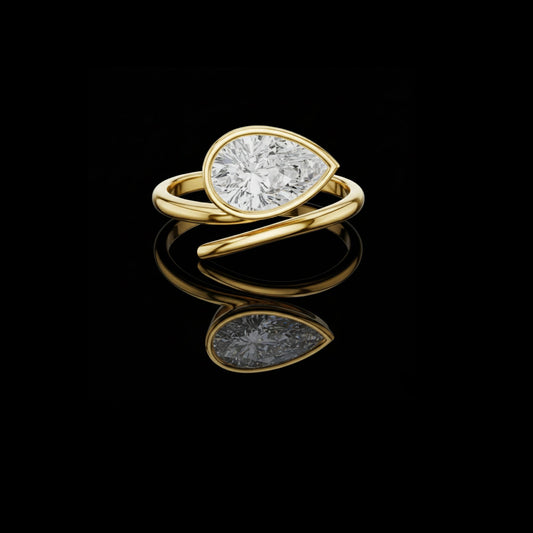 1.22 TCW Shiny Contemporary Lab Grown Pear Cut Open Band Fine Jewelry Design