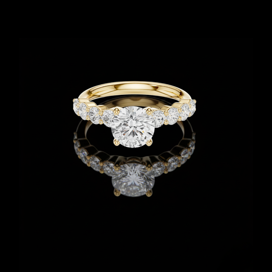1.25 CT Classic Round Brilliant Lab Grown Diamond Ring With Graduated Side Stones Luxury Bridal Jewelry