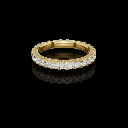 1.26 TCW Luxury Full Eternity Brilliant Round Cut Moissanite Diamond Ring Scallop Set Luxury Stacking Ring for Anniversary