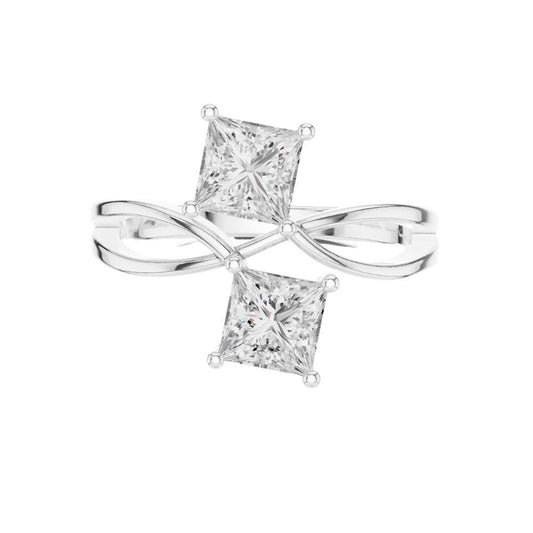 Intertwined Bypass Band Ring With Princess Cut Moissanite - view 3
