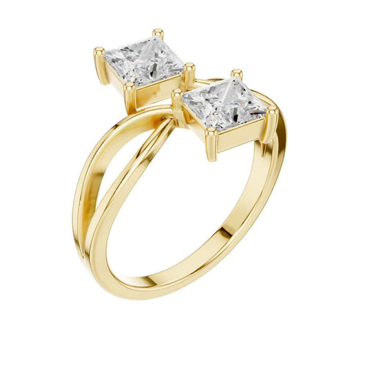 Intertwined Bypass Band Ring With Princess Cut Moissanite - view 4