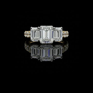 1.31 CT Stunning Moissanite Three Stone Emerald Cut Diamond Ring Luxury Collection For Her
