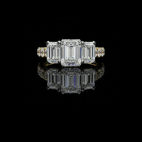 3.00 CT Stunning Moissanite Three Stone Emerald Cut Diamond Ring Luxury Collection For Her