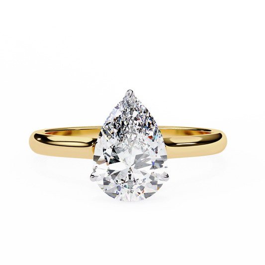 Teardrop Pear Lab Diamond Solitaire Engagement Ring - view 2