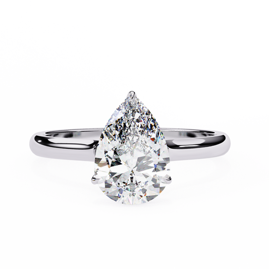 Teardrop Pear Lab Diamond Solitaire Engagement Ring - view 4