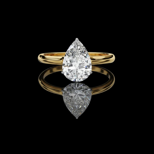 1.40 CT Pear Shaped Moissanite Diamond Solitaire Ring Elegant Tear Drop Engagement Ring by Ivevar Luxury
