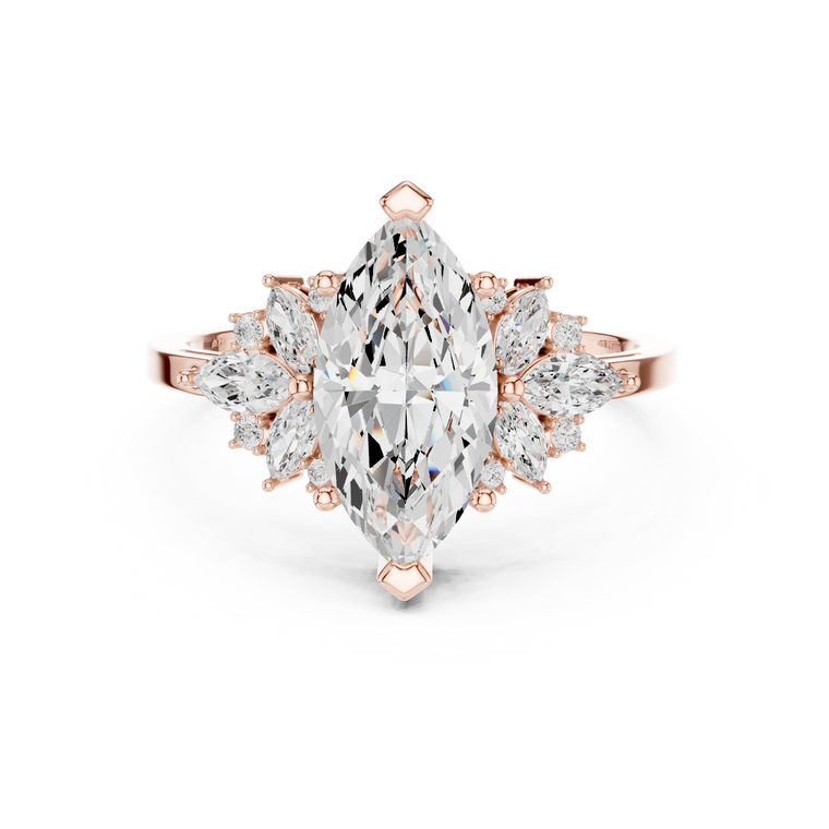 Marquise Cut Cluster Moissanite Engagement Ring - view 2