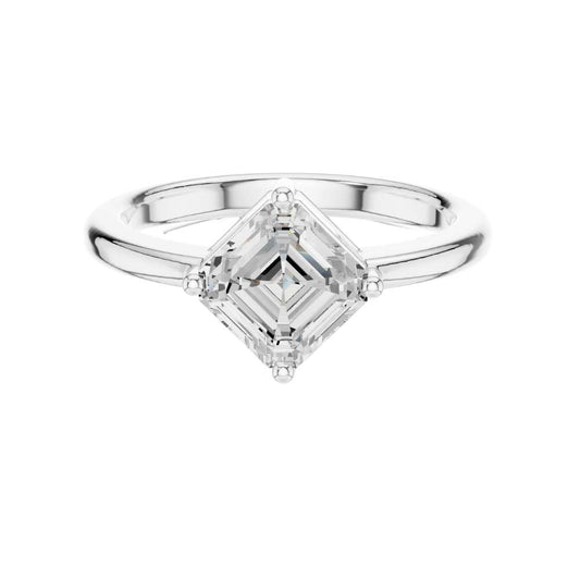 Brilliant Asscher Cut Lab Diamond Ring With Classic Setting - view 3