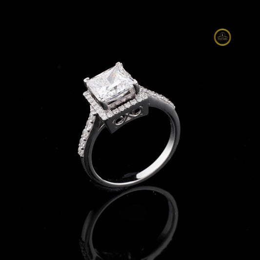 Princess Cut Hidden Halo Moissanite Ring - view 2