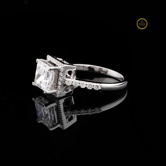 Princess Cut Hidden Halo Moissanite Ring - view 3
