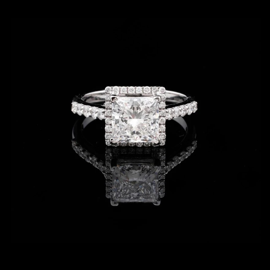 1.5 CT Elegant Princess Cut Wedding Ring with Moissanite Diamond for Engagement Gift