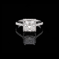 Princess Cut Hidden Halo Lab Diamond Ring