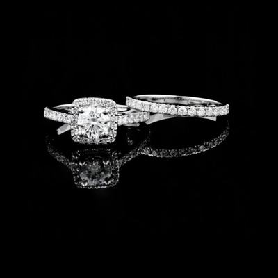 Round Cut Lab Diamond Women's Modern Pave Stackable Anniversary Set