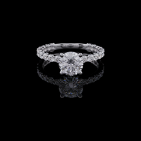 1.5 CT Sparkling Round Cut Solitaire Lab Grown Diamond Ring with Pave Band in Sterling Silver