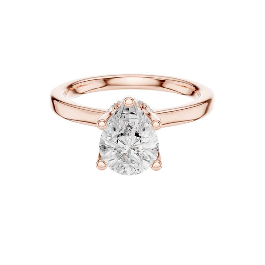 1.50 CT Classic Pear Cut Moissanite Diamond Solitaire Ring in Polished Gold with Five Prongs