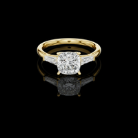 2.00 CT Luxury Cushion Cut Moissanite Diamond with Tapered Baguette Side Stones Engagement Ring For Her