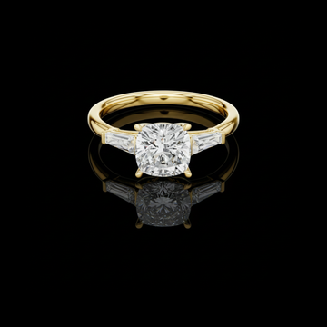 2.00 CT Luxury Cushion Cut Moissanite Diamond with Tapered Baguette Side Stones Engagement Ring For Her