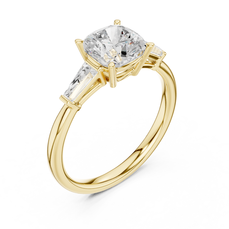 Cushion Lab Diamond Three Stone Engagement Ring For Women - view 2