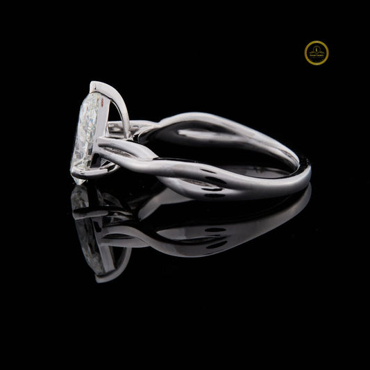 Pear Cut Lab Diamond Twisted Split Shank Solitaire Engagement Ring - view 3