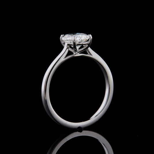 Cathedral Style Oval Cut Moissanite Solitaire Engagement Ring - view 4