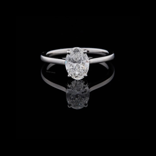 1.50 TCW Solitaire Moissanite Diamond Ring with a Brilliant Oval Cut Center Stone