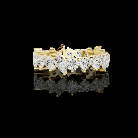 1.65 CT Sparkling Mixed Shape Moissanite Diamond Eternity Band in Gold